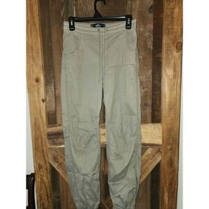 Hollister Pants Womens XS Baggy Parachute Tie Ankle Hip Hop Dance Off Tan